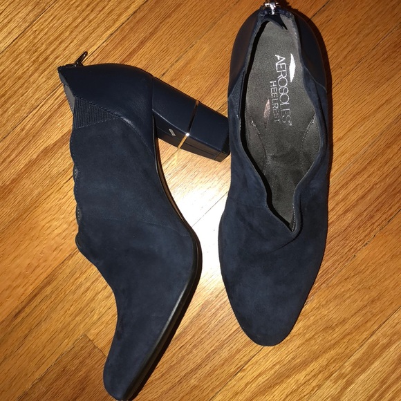 AEROSOLES Shoes Navy Blue Booties Poshmark